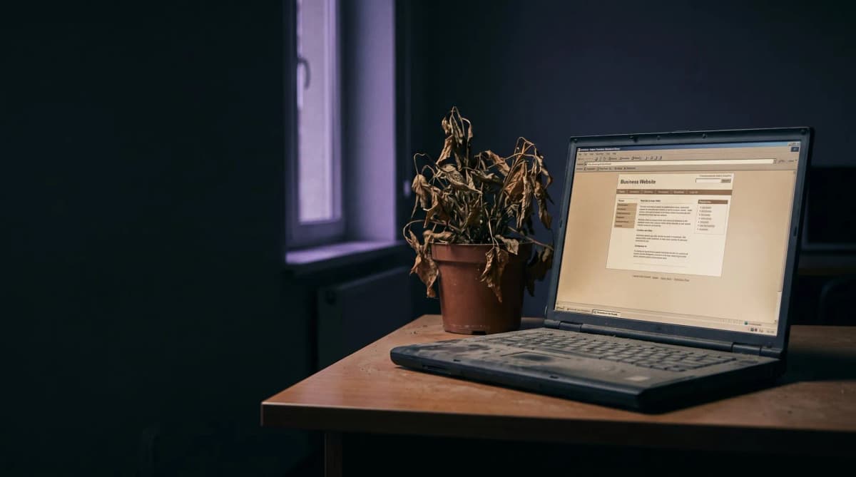 Abandoned website with wilting plant — the problem an Adaptive Website solves